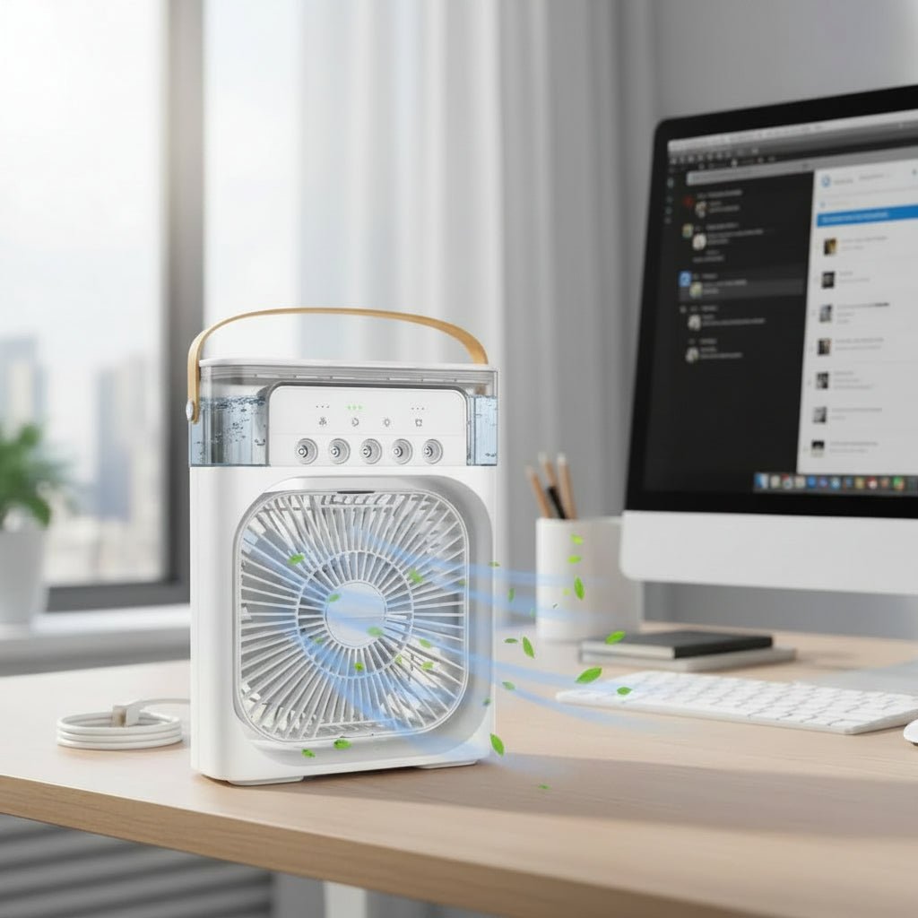 Compact Mini Air Cooler with 3 Speeds and Spray Modes