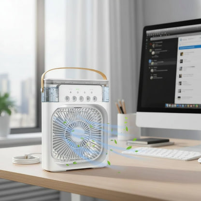 Compact Mini Air Cooler with 3 Speeds and Spray Modes