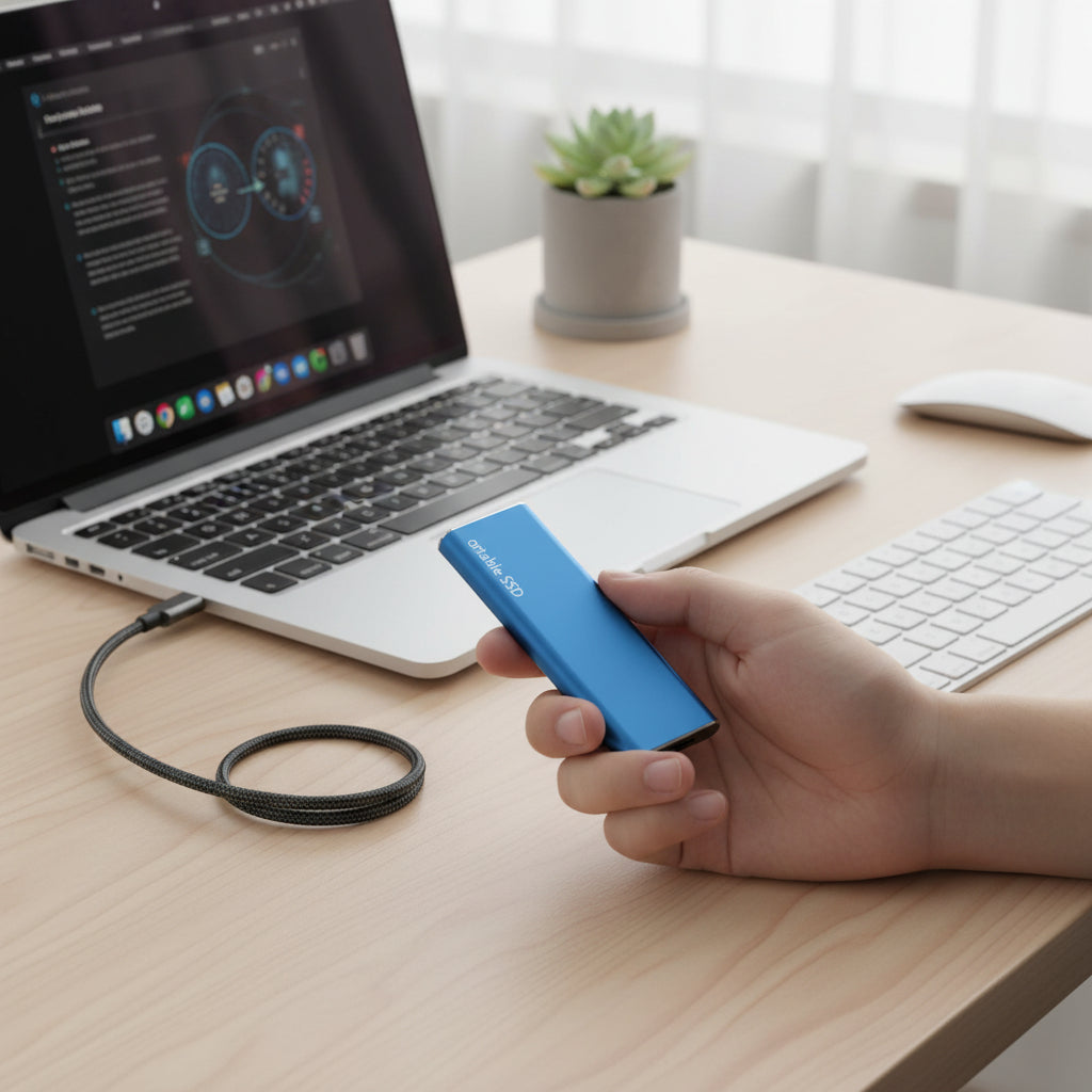 Compact USB C Portable External SSD Storage Drive