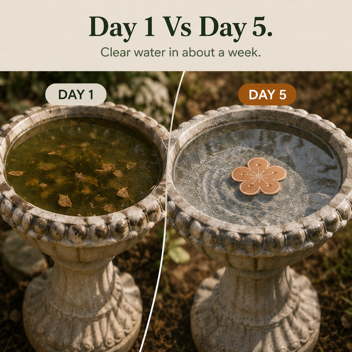 Copper Bird Bath Purifier Flower Disc for Algae Control