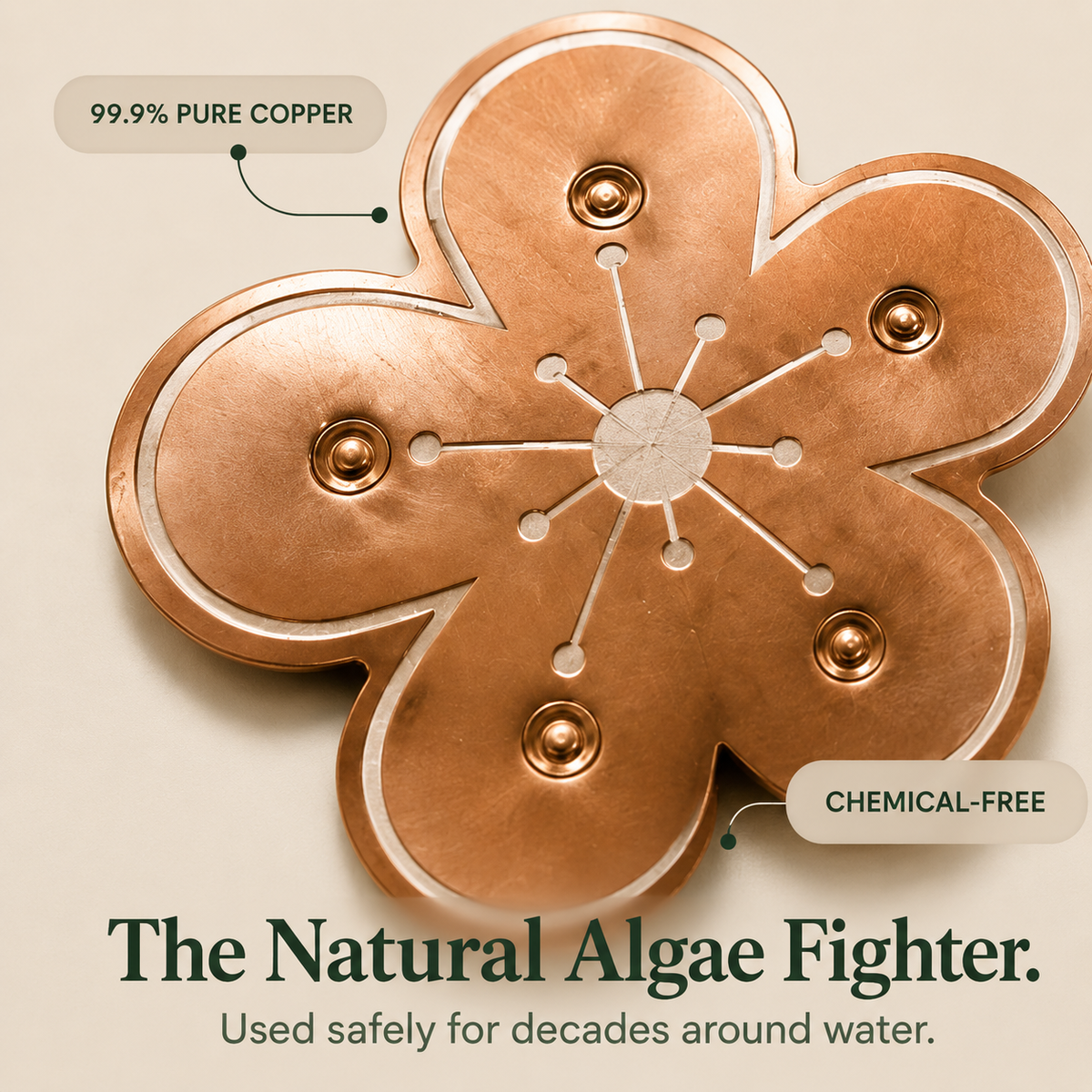 Copper Bird Bath Purifier Flower Disc for Algae Control