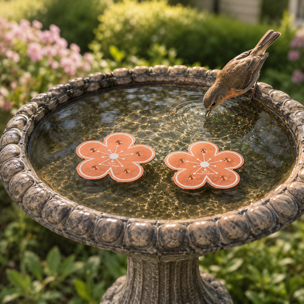 Copper Bird Bath Purifier Flower Disc for Algae Control