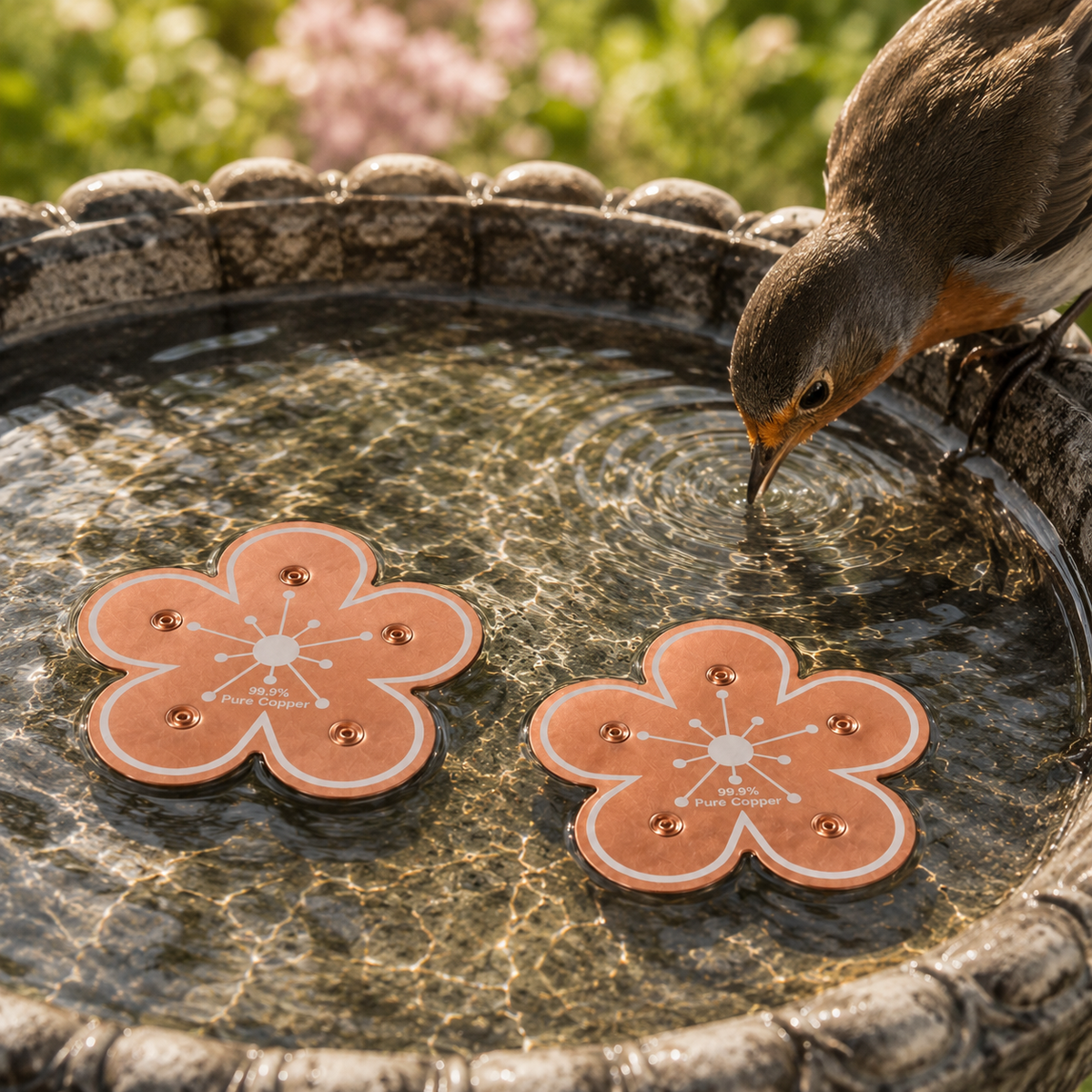 Copper Bird Bath Purifier Flower Disc for Algae Control
