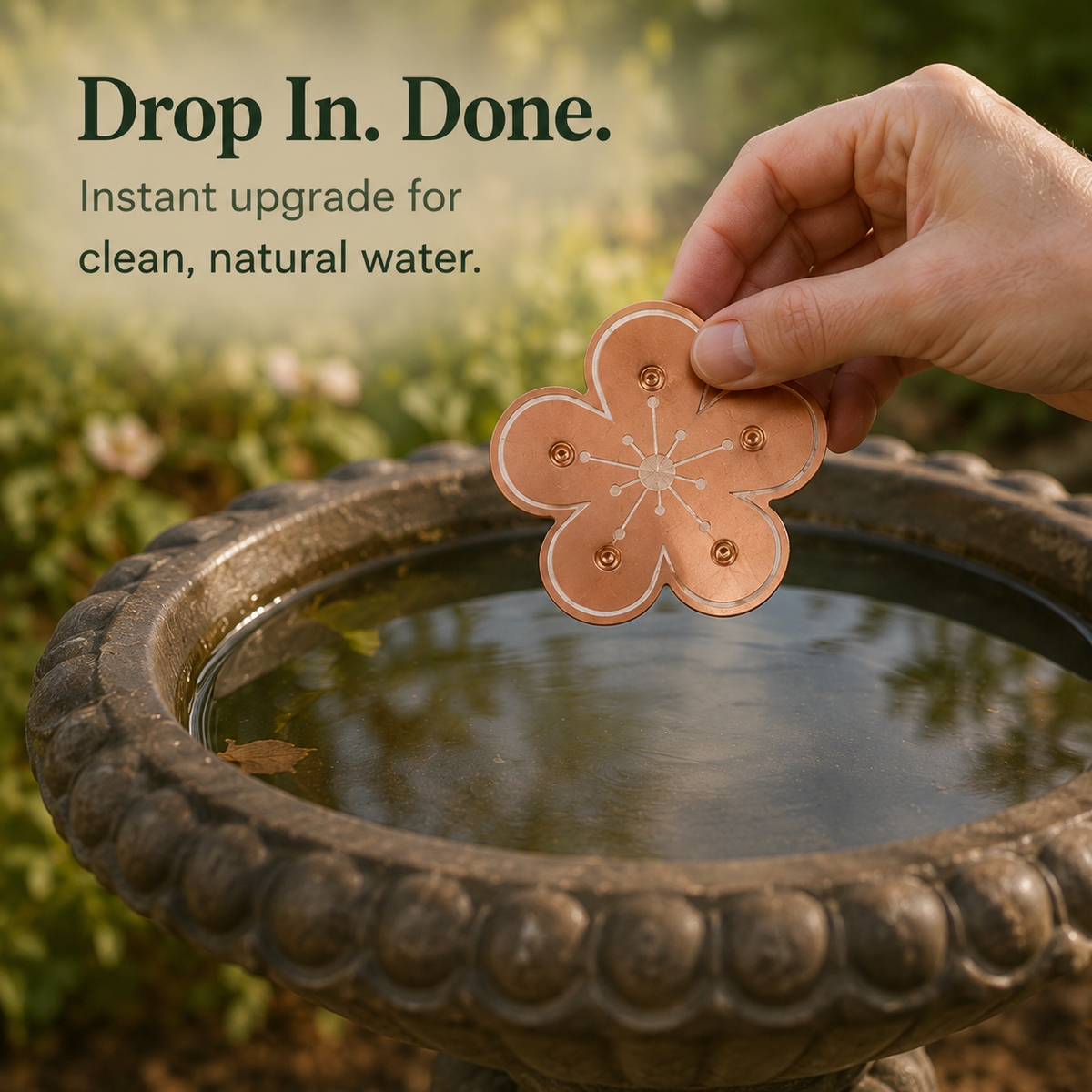 Copper Bird Bath Purifier Flower Disc for Algae Control