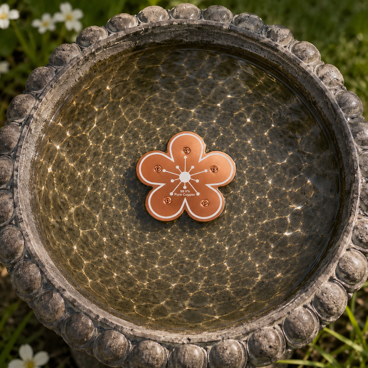 Copper Bird Bath Purifier Flower Disc for Algae Control