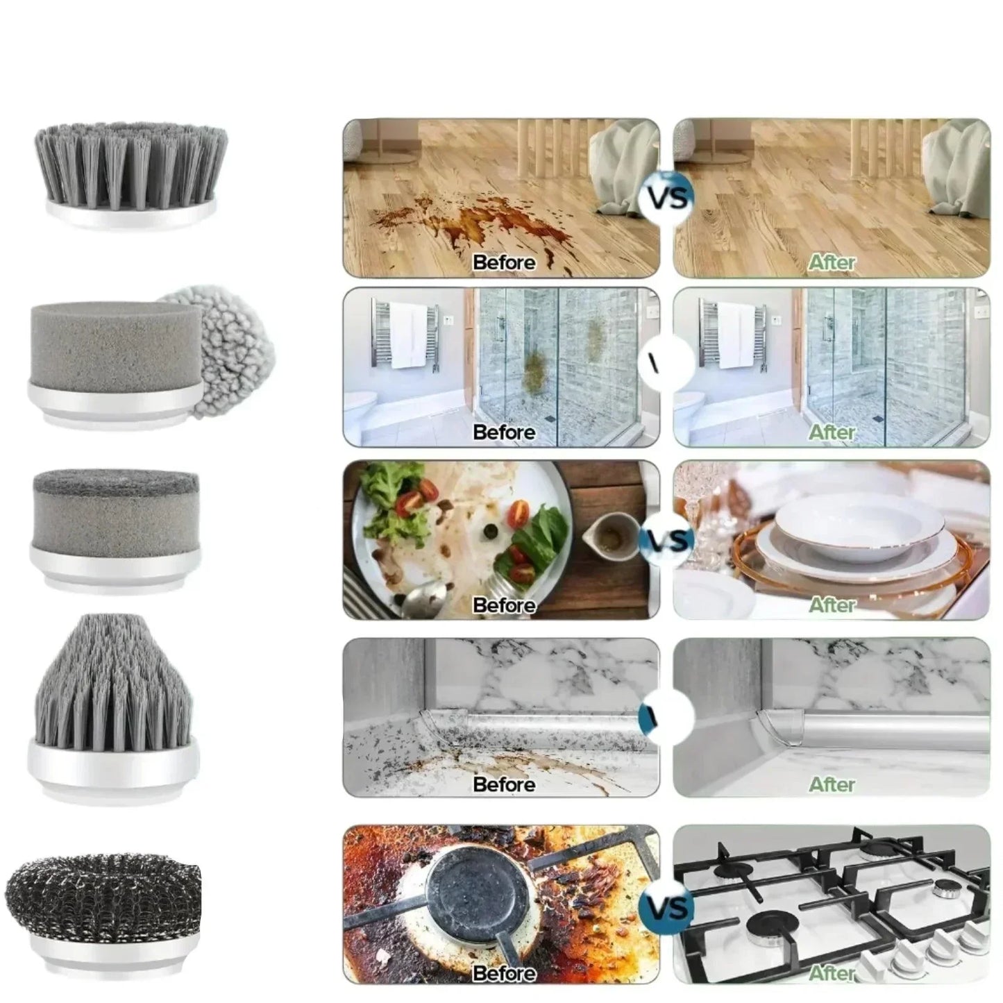 Cordless Electric Spin Scrubber with 6 Brush Heads