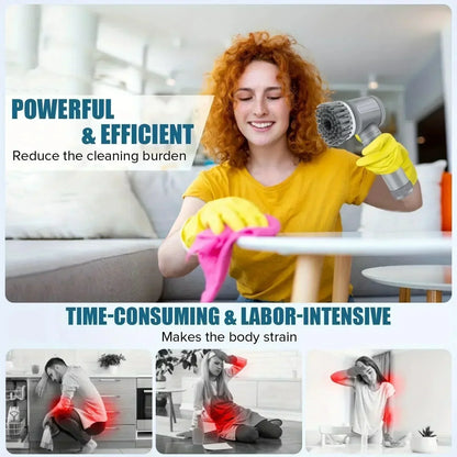 Cordless Electric Spin Scrubber with 6 Brush Heads