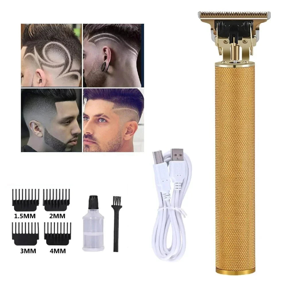 Cordless Hair and Beard Trimmer with T-Blade, 3 Guide Combs and USB Charging