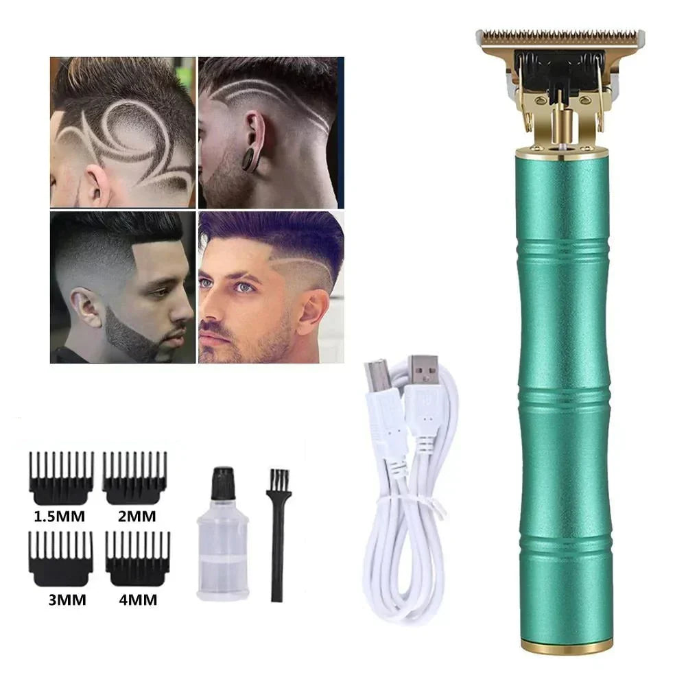 Cordless Hair and Beard Trimmer with T-Blade, 3 Guide Combs and USB Charging