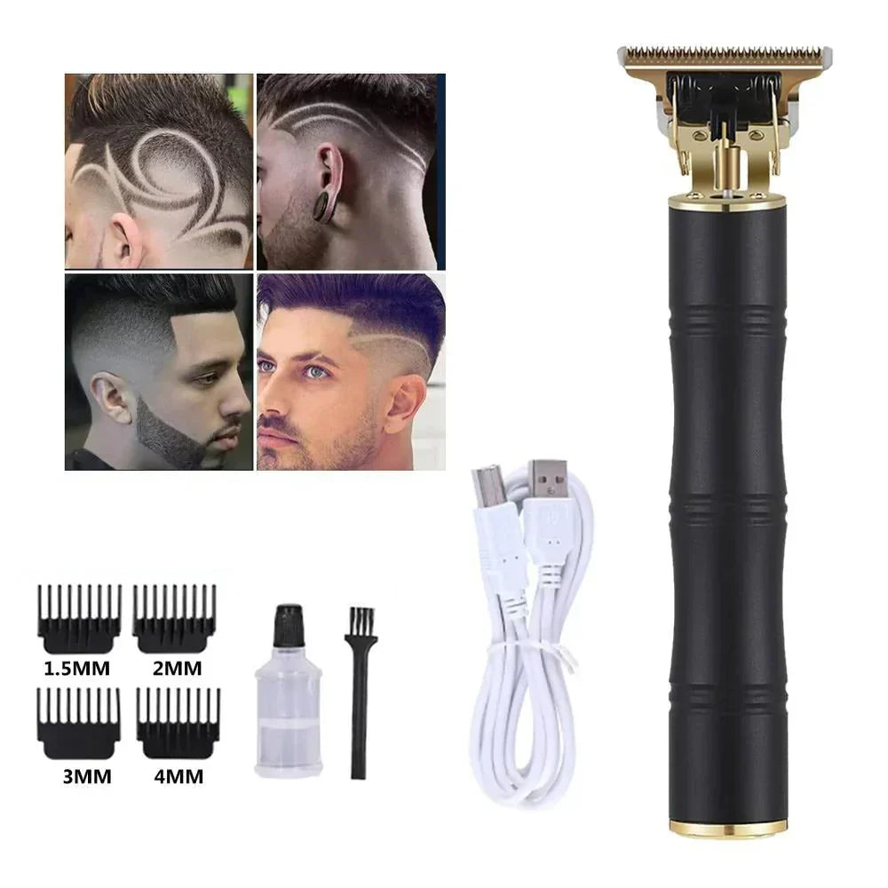Cordless Hair and Beard Trimmer with T-Blade, 3 Guide Combs and USB Charging