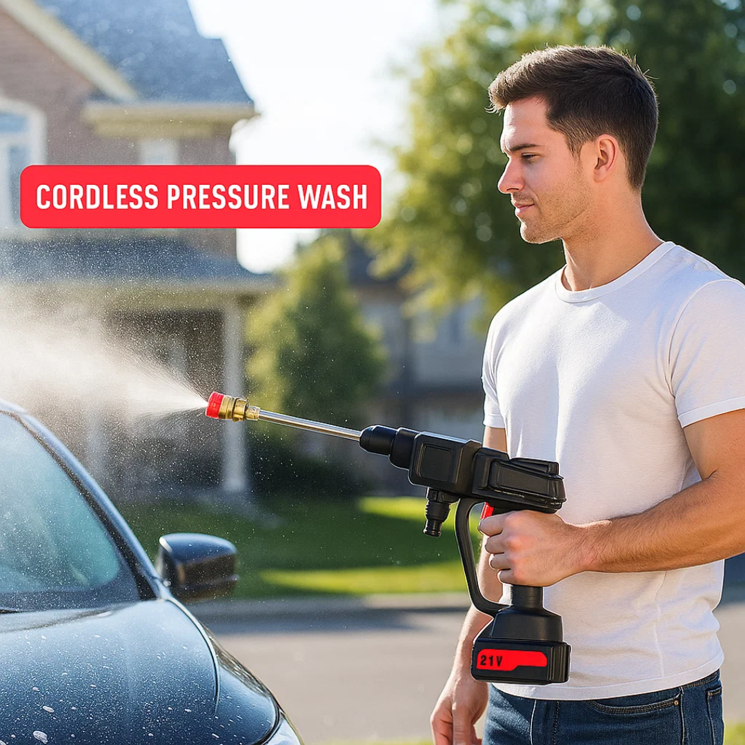 Cordless High Pressure Cleaner with Dual Batteries and Water Hose