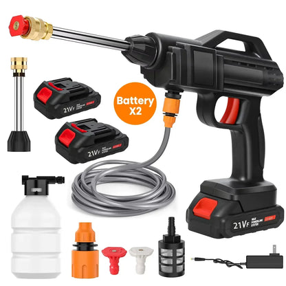 Cordless High Pressure Washer with Rechargeable Battery and Adjustable Nozzle