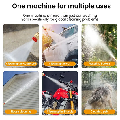 Cordless High Pressure Washer with Rechargeable Battery and Adjustable Nozzle