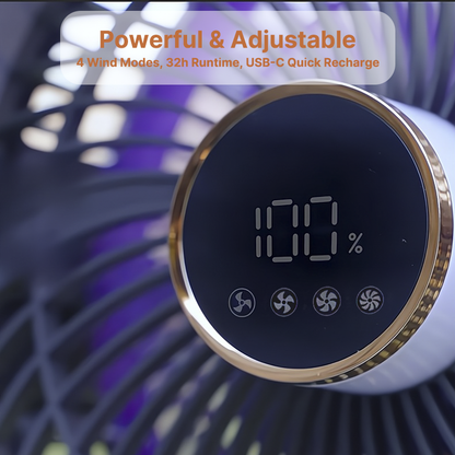 Cordless Outdoor Fan with LED Light and 20000mAh Battery