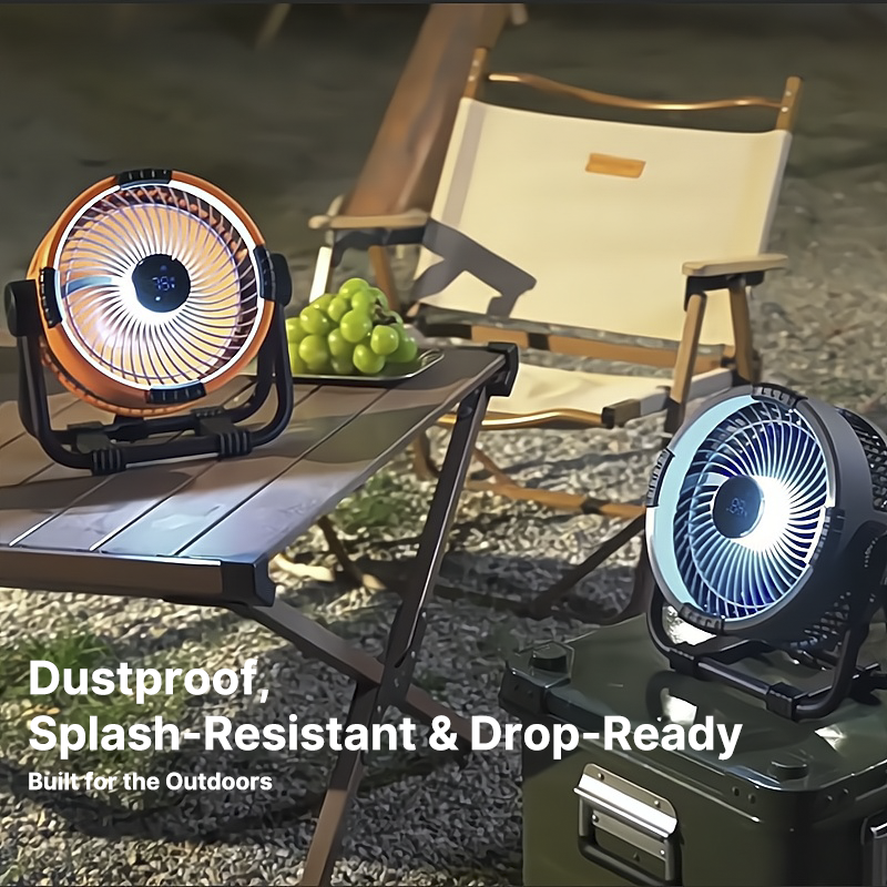 Cordless Outdoor Fan with LED Light and 20000mAh Battery