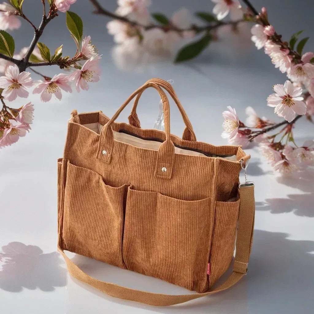 CordoTote Classic Corduroy Shoulder Bag Spacious Everyday Tote
