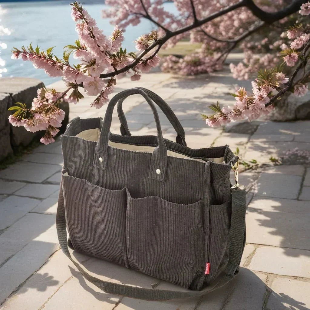 CordoTote Classic Corduroy Shoulder Bag Spacious Everyday Tote