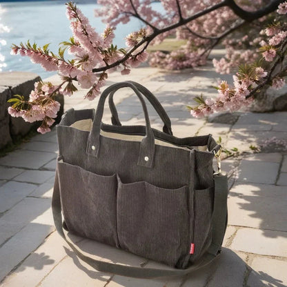 CordoTote Classic Corduroy Shoulder Bag Spacious Everyday Tote