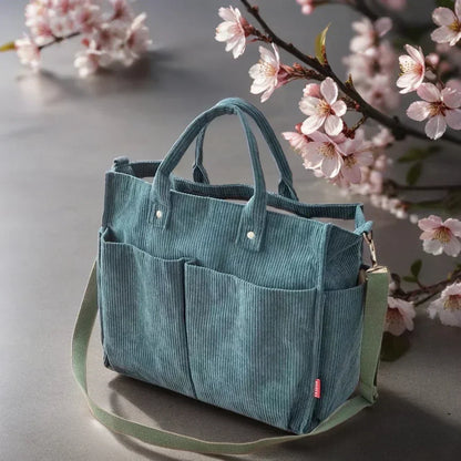 CordoTote Classic Corduroy Shoulder Bag Spacious Everyday Tote