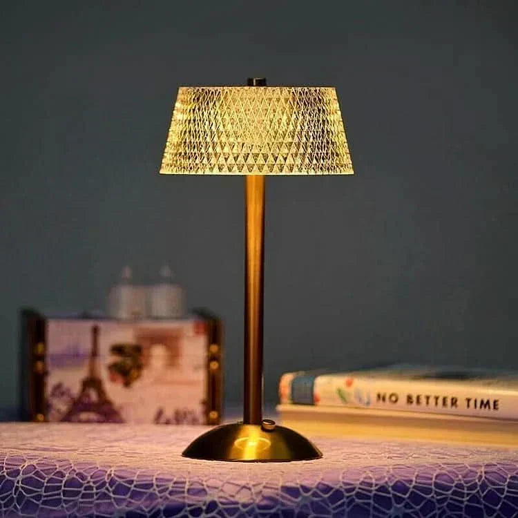 Crystal-Effect Rechargeable LED Table Lamp with Cordless Metal Base