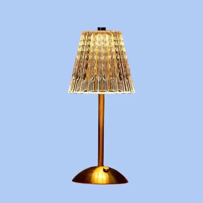 Crystal-Effect Rechargeable LED Table Lamp with Cordless Metal Base