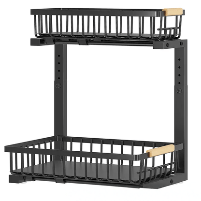 Curcura Adjustable Under Sink Organizer with Heavy Duty Steel Design