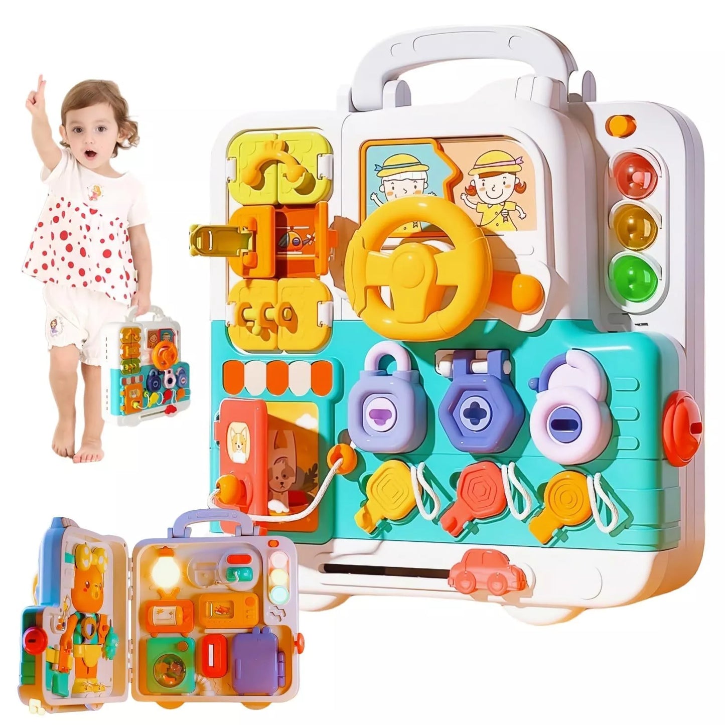CurioBoard Interactive Busy Board for Kids Learning and Play