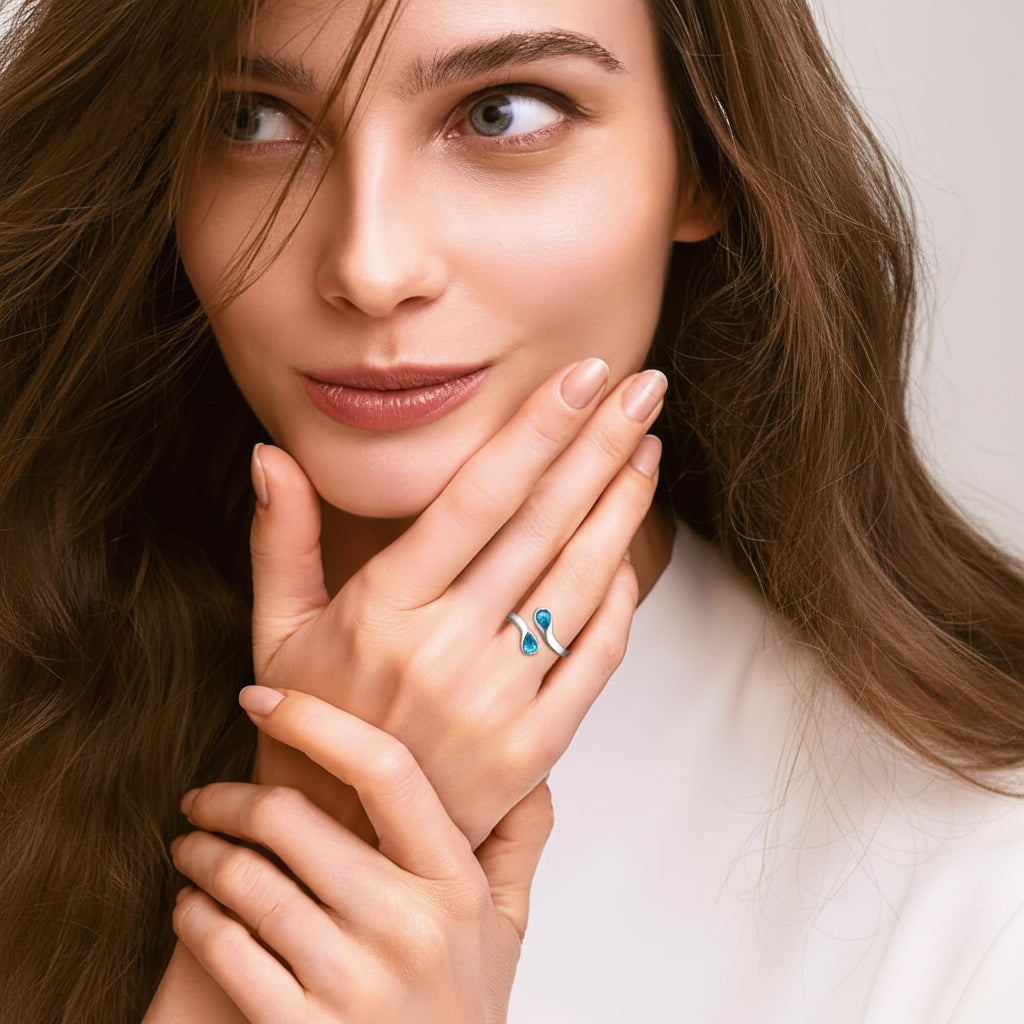 Dainty Silver Adjustable Birthstone Ring