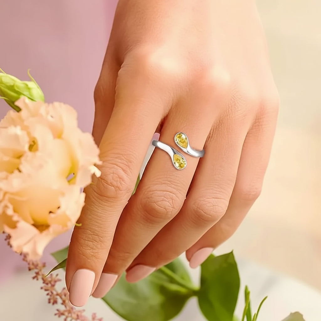 Dainty Silver Adjustable Birthstone Ring