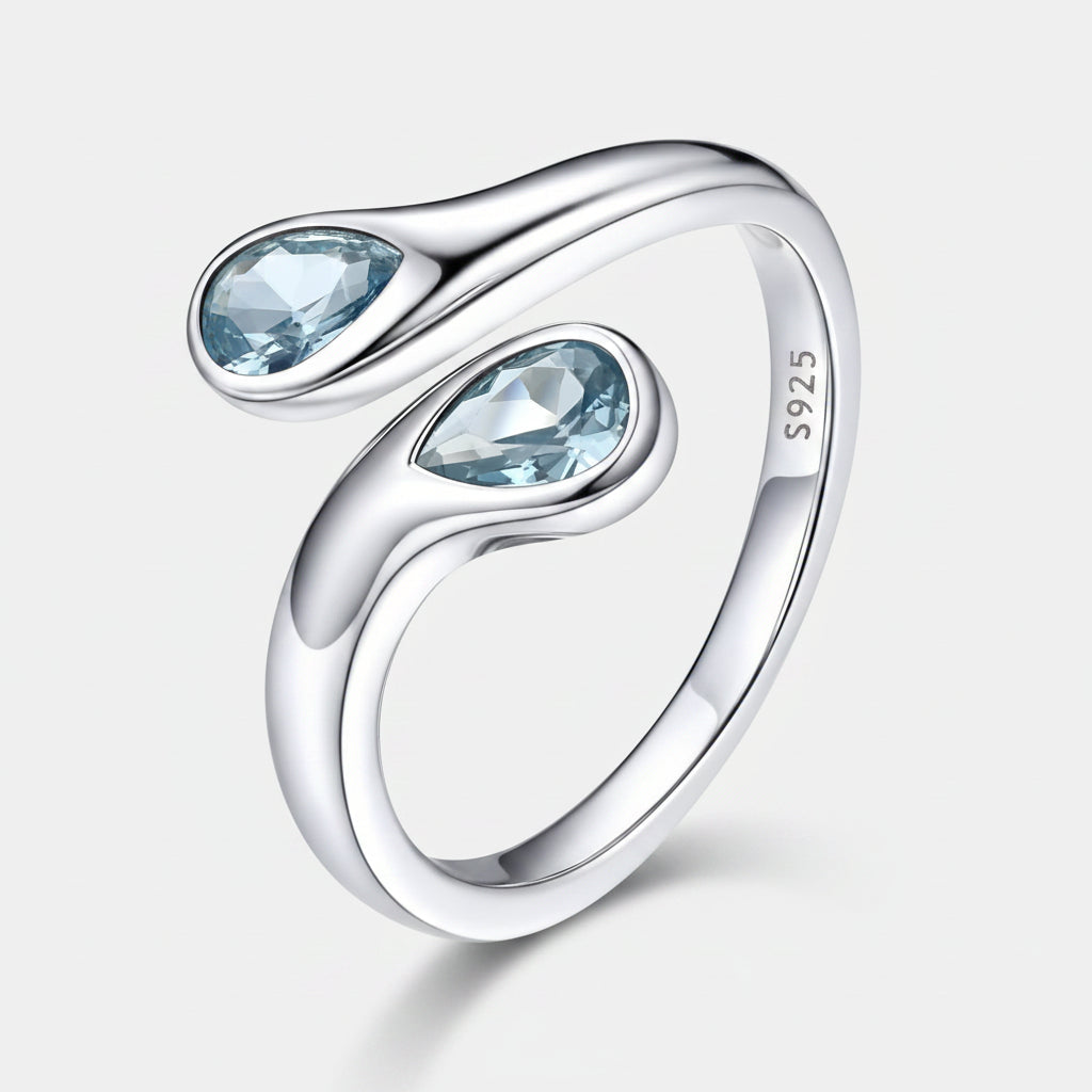 Dainty Silver Adjustable Birthstone Ring