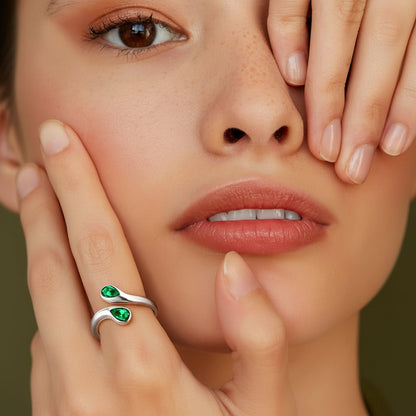 Dainty Silver Adjustable Birthstone Ring