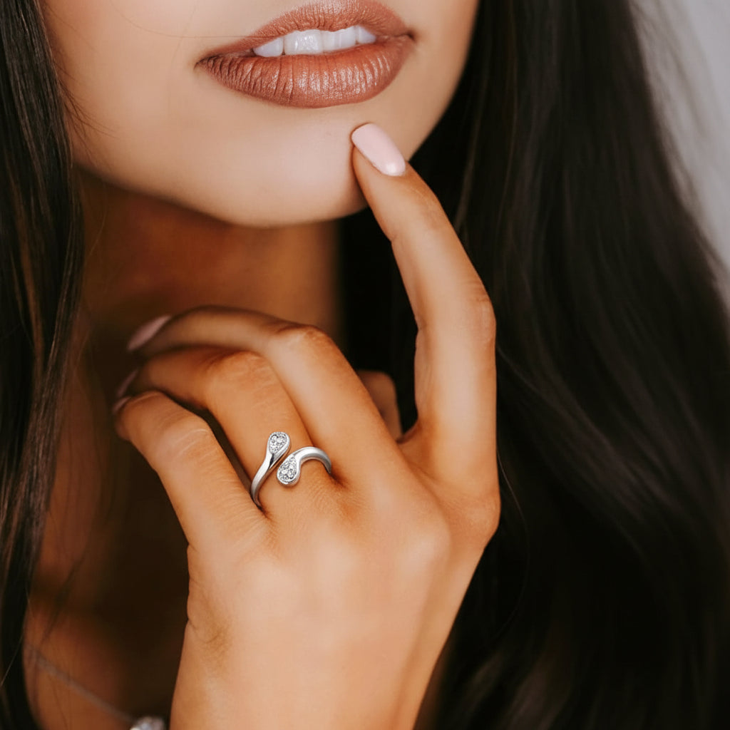 Dainty Silver Adjustable Birthstone Ring
