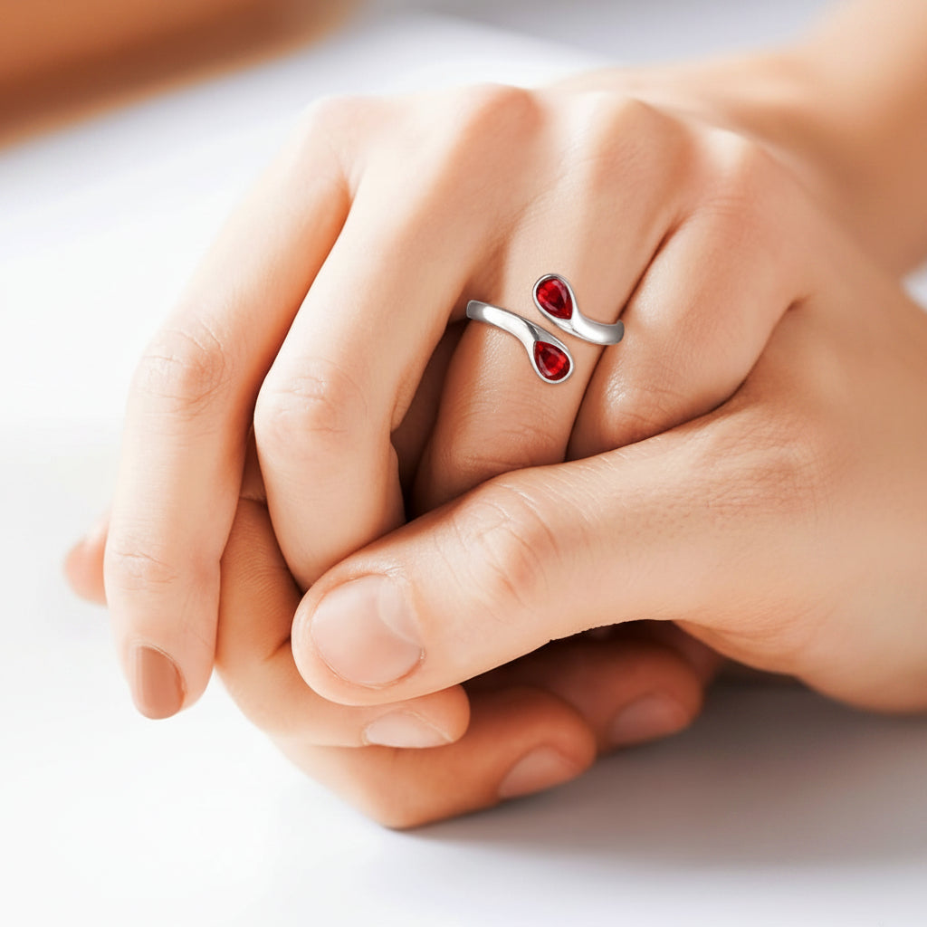 Dainty Silver Adjustable Birthstone Ring