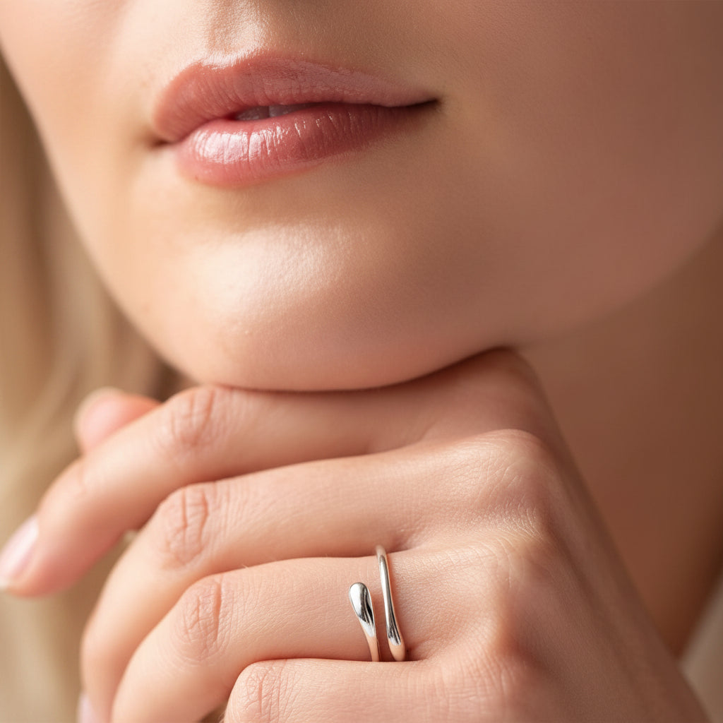 Dainty Silver Adjustable Birthstone Ring