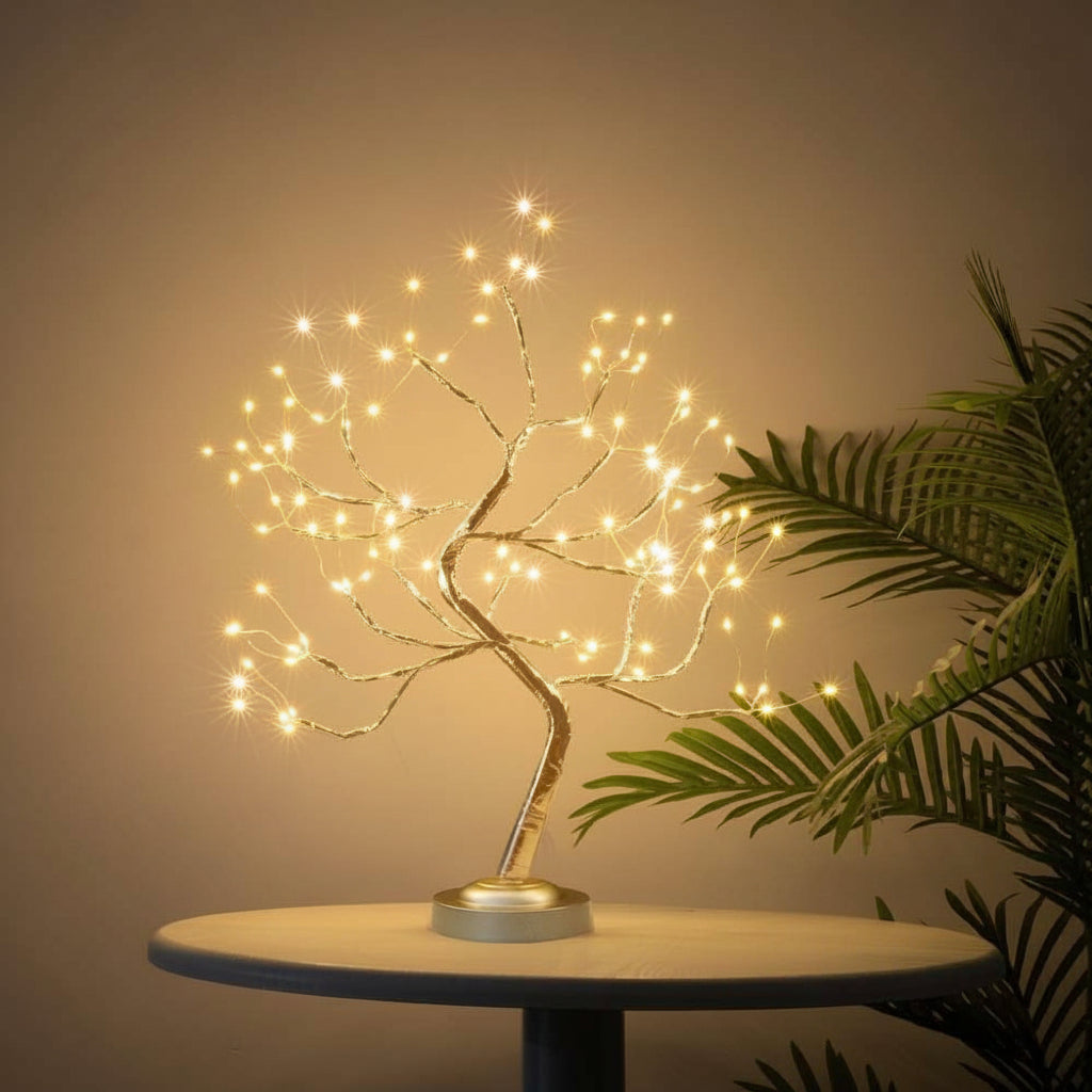 Decorative Bonsai Tree LED Table Lamp Warm White Cozy Home Accent