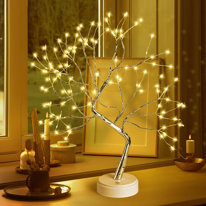 Decorative Bonsai Tree LED Table Lamp Warm White Cozy Home Accent