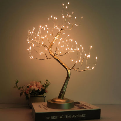 Decorative Bonsai Tree LED Table Lamp Warm White Cozy Home Accent