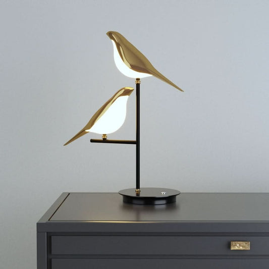 Decorative Golden Bird LED Table Lamp with Warm and White Light