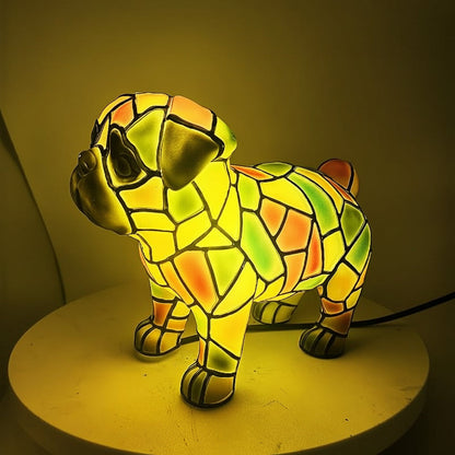 Dekorative Harz-Hundefigur als Tischlampe, warmes Akzentlicht, Wohndekoration