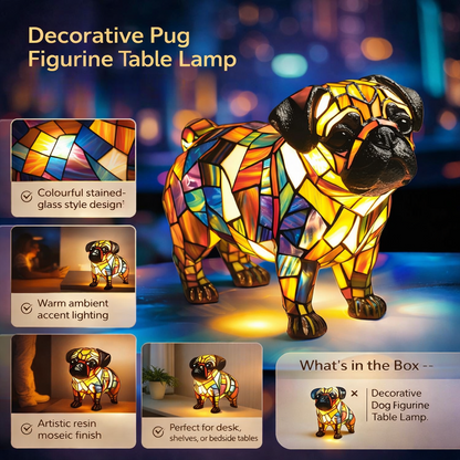 Dekorative Harz-Hundefigur als Tischlampe, warmes Akzentlicht, Wohndekoration
