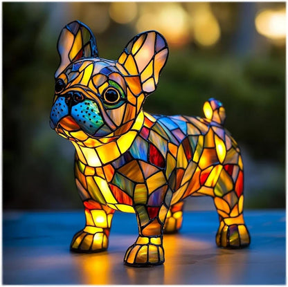 Dekorative Harz-Hundefigur als Tischlampe, warmes Akzentlicht, Wohndekoration