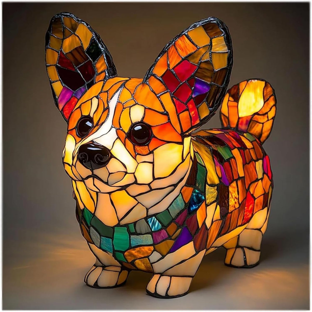 Dekorative Harz-Hundefigur als Tischlampe, warmes Akzentlicht, Wohndekoration