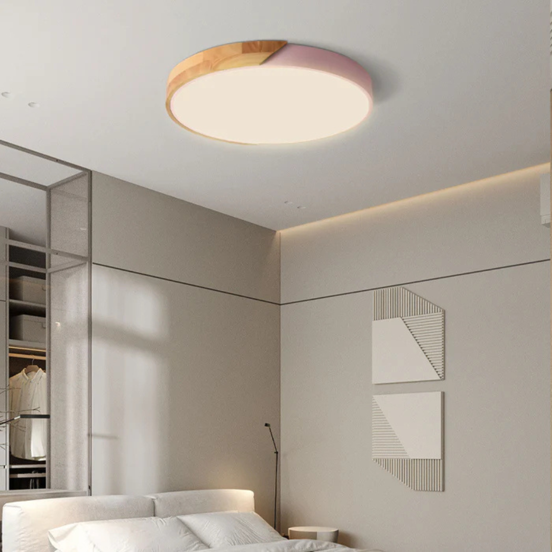 Delos Scandinavian Wooden LED Ceiling Light for Modern Ambient Lighting