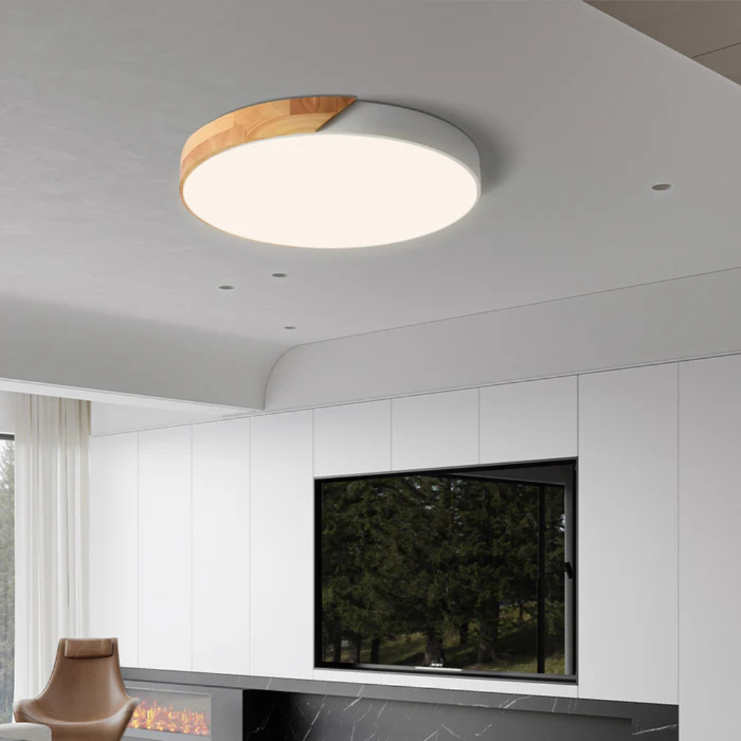 Delos Scandinavian Wooden LED Ceiling Light for Modern Ambient Lighting