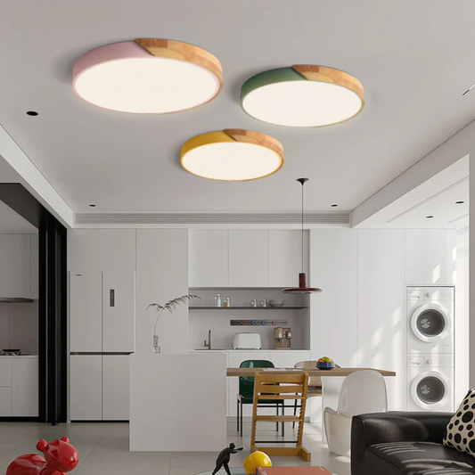Delos Scandinavian Wooden LED Ceiling Light for Modern Ambient Lighting