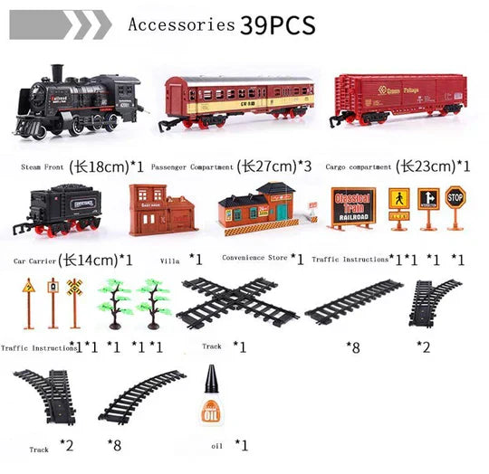 Deluxe 39 Piece HO Scale Model Train Set with Smoke Lights and Oval Track