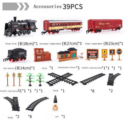 Deluxe 39 Piece HO Scale Model Train Set with Smoke Lights and Oval Track