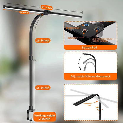 DeskLight Dual Head LED Desk Lamp with Adjustable Brightness
