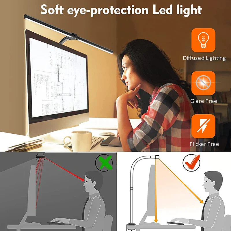 DeskLight Dual Head LED Desk Lamp with Adjustable Brightness