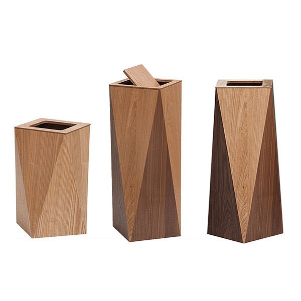 Diamond Wooden Waste Bin Minimalist Trash Can with Lid